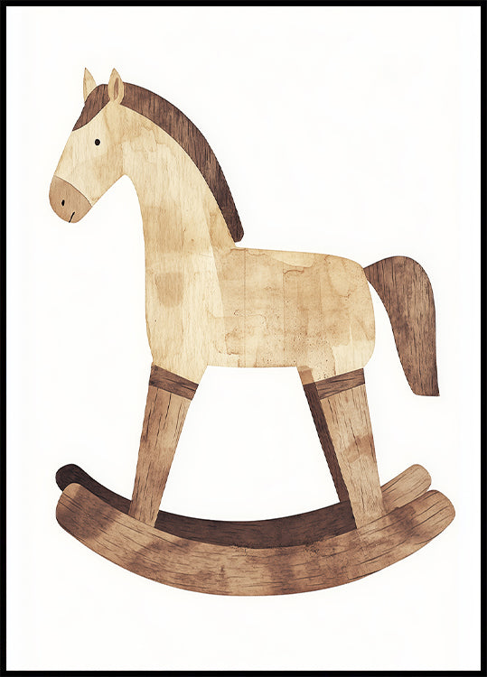 Vintage Wooden Rocking Horse Plakat - Posterbox.dk