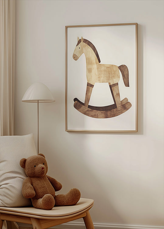 Vintage Wooden Rocking Horse Plakat - Posterbox.dk
