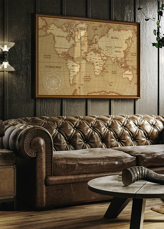 Vintage World Map Plakat - Posterbox.dk