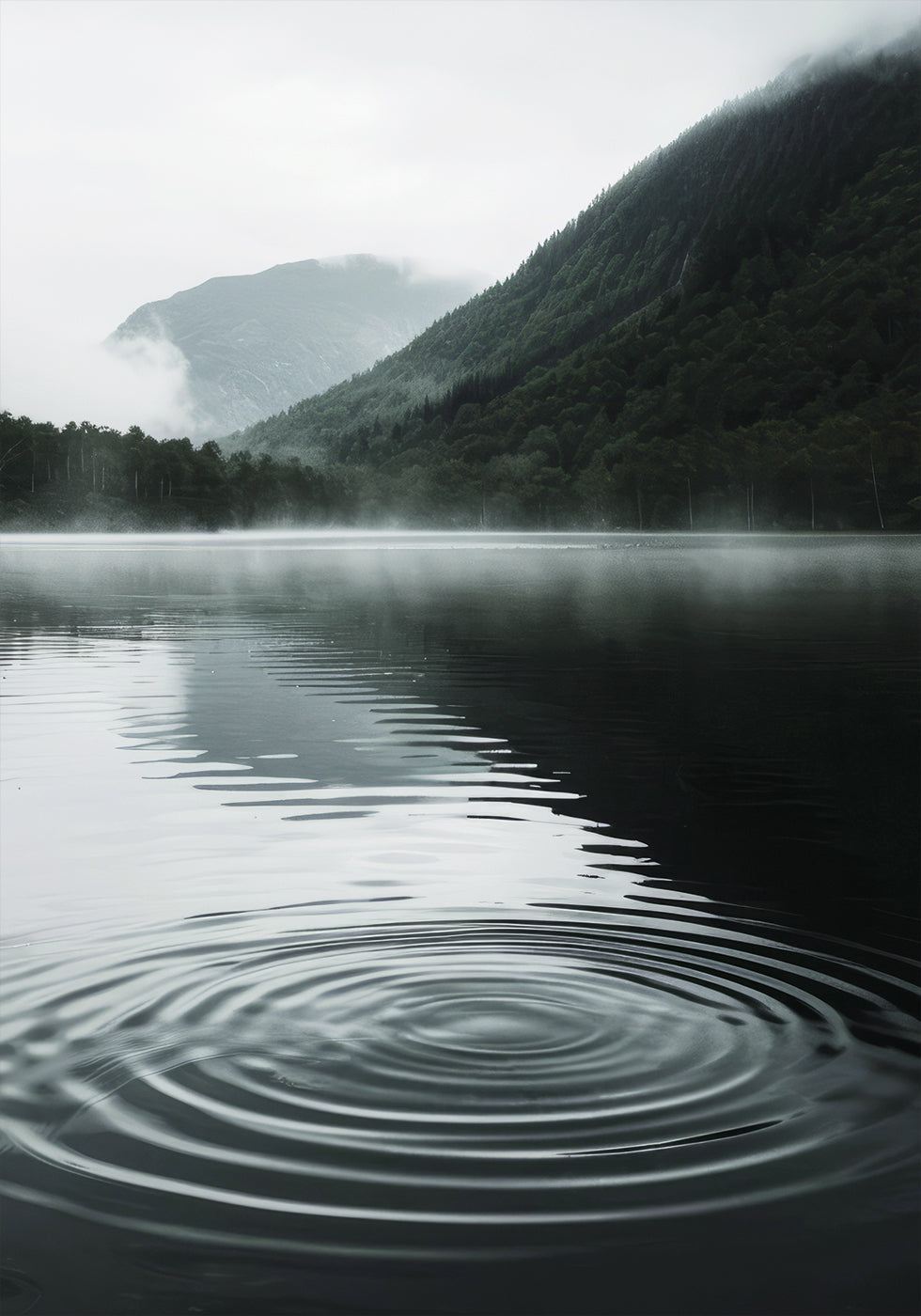 Water Ripples in Mountain Lake Plakat - Posterbox.dk