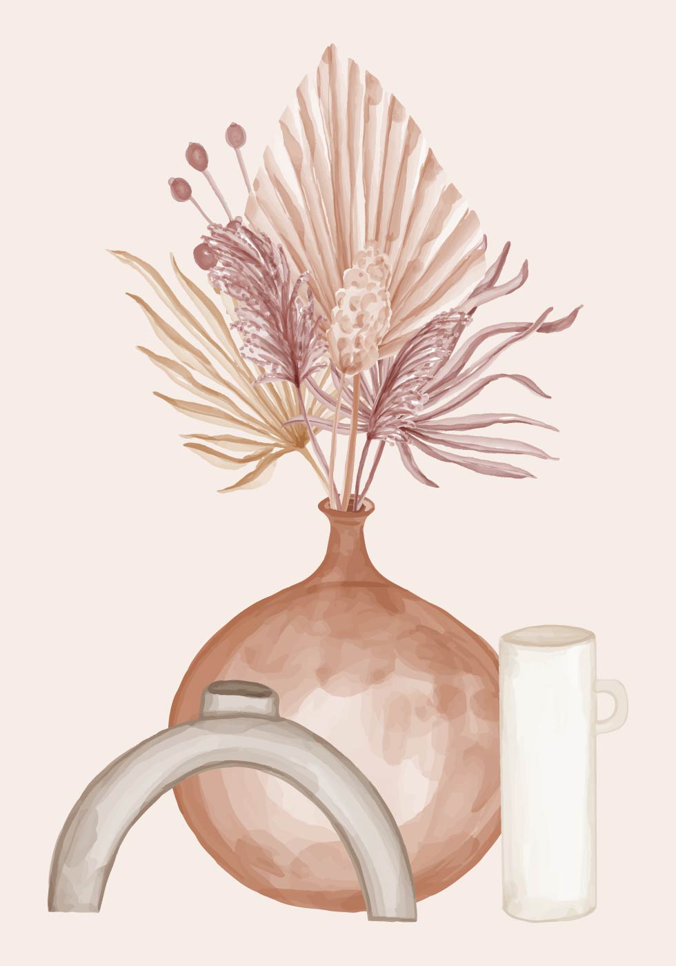 Watercolor Autumn Dry Bouquet Plakat - Posterbox.dk