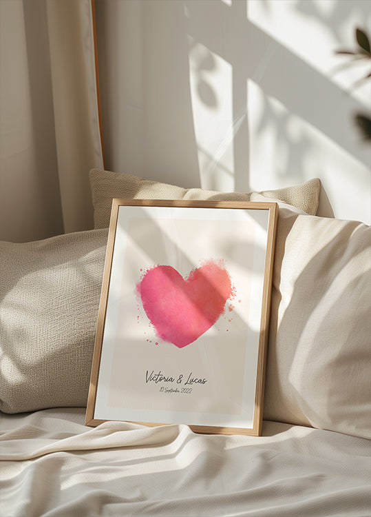 Watercolor Heart Personalized Plakat - Posterbox.dk