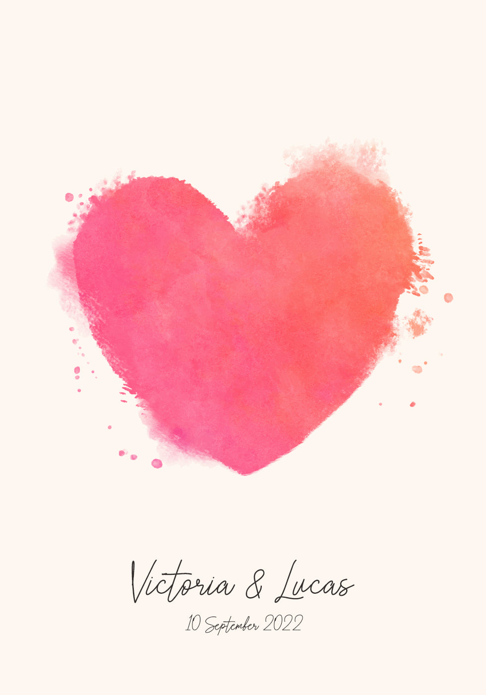 Watercolor Heart Personalized Plakat - Posterbox.dk
