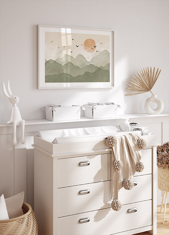 Watercolor Sunrise in the Mountains Plakat - Posterbox.dk