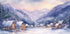 Watercolor Winter Mountain Village Plakat - Posterbox.dk
