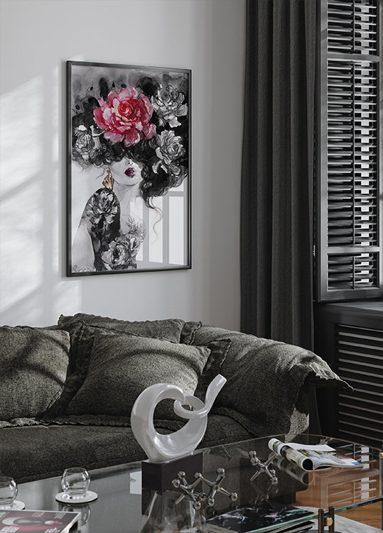 Watercolor Woman with Flowers №2 Plakat - Posterbox.dk