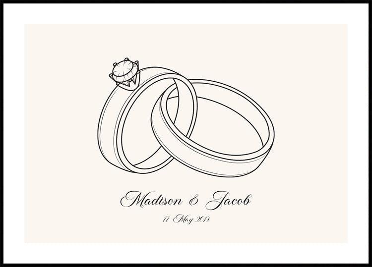 Wedding Rings Personalized Plakat - Posterbox.dk