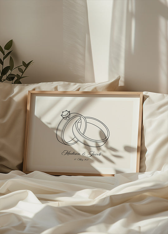 Wedding Rings Personalized Plakat - Posterbox.dk