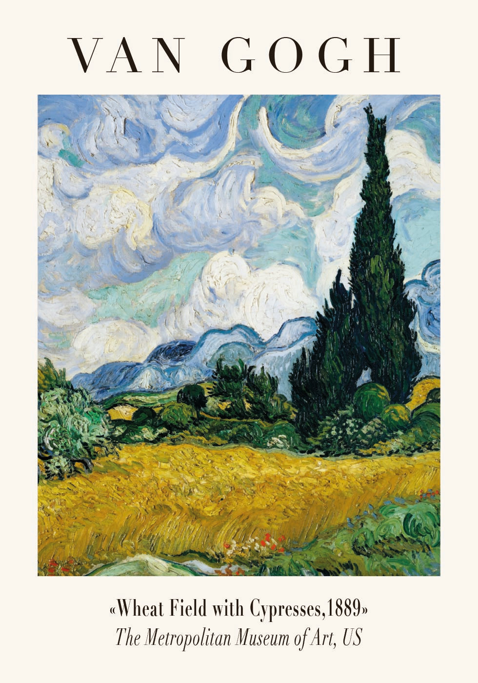 Wheat Field with Cypresses Plakat - Posterbox.dk