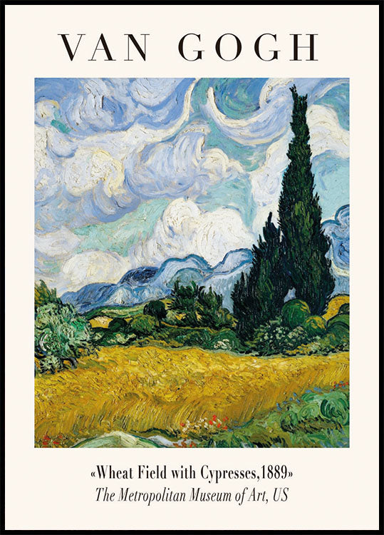 Wheat Field with Cypresses Plakat - Posterbox.dk