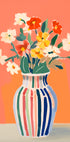 Wildflowers, Striped Vase, Coral Background Plakat - Posterbox.dk