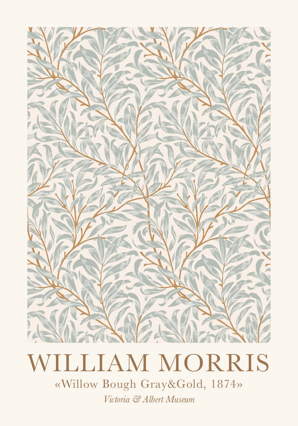 William Morris Willow Bough Gray & Gold  Plakat - Posterbox.dk