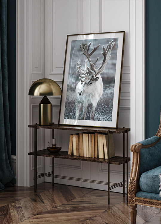 Winter Reindeer in Frosty Landscape Plakat - Posterbox.dk