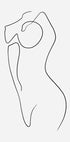 a black and white drawing of a woman's torso