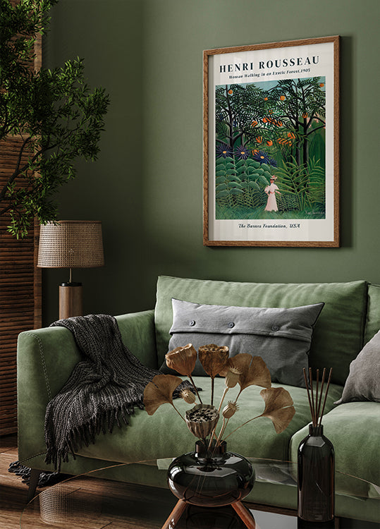 Woman Walking in an Exotic Forest Plakat - Posterbox.dk