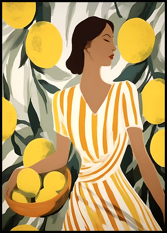 Woman with Lemons, Modern Mediterranean Plakat - Posterbox.dk