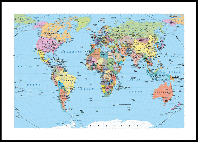 World Map Plakat - Posterbox.dk