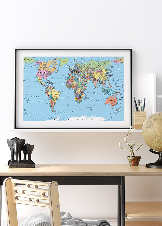World Map Plakat - Posterbox.dk