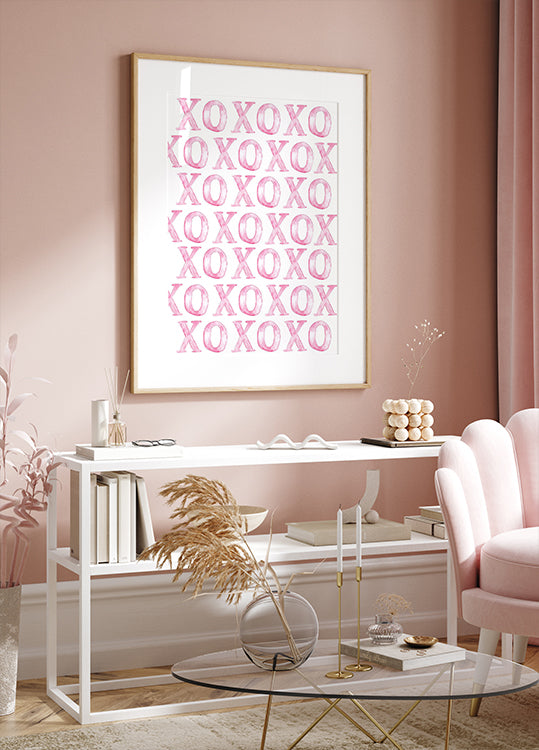 XOXO Pink Pattern Plakat - Posterbox.dk