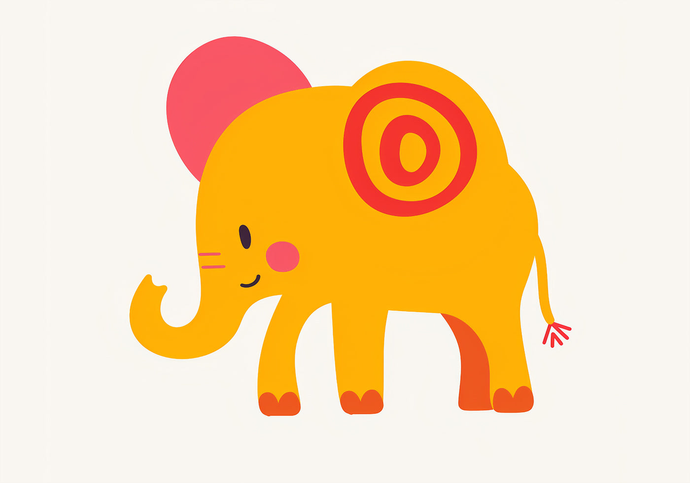 Yellow Elephant  Pink Ears Cheerful Plakat - Posterbox.dk