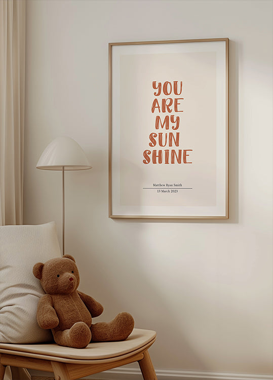 You Are My Sunshine, Personalized Name and Date Plakat - Posterbox.dk