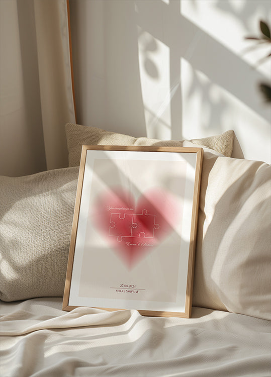 You Complete Me Personalized Heart Puzzle Plakat - Posterbox