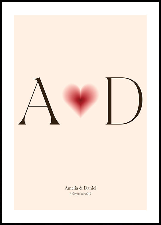 You & Me, Initials Love Plakat - Posterbox.dk