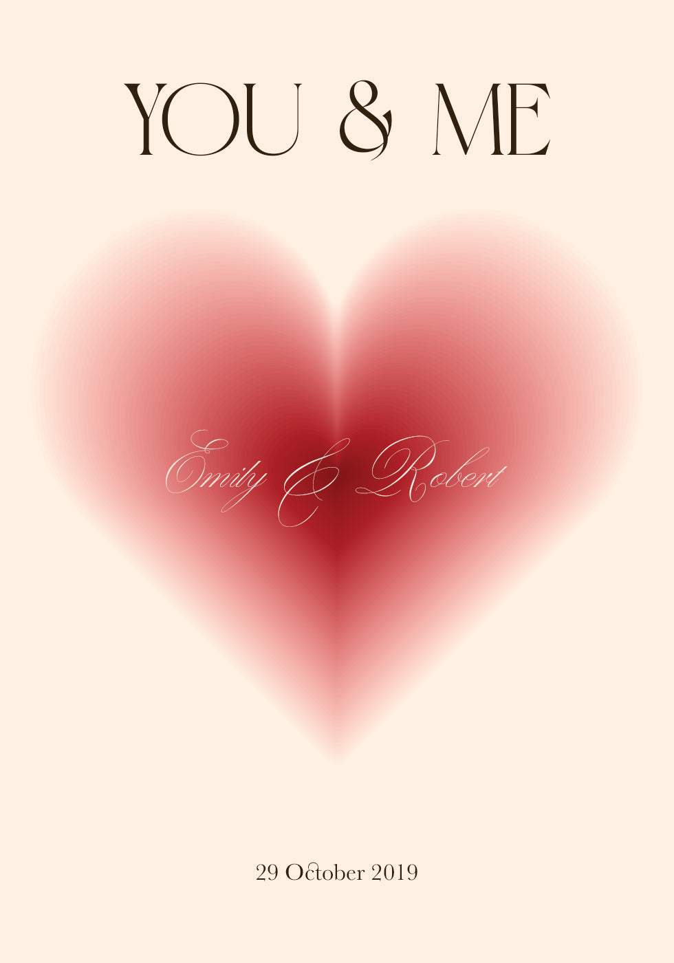 You & Me, Romantic Heart, Personalized Love print Plakat - Posterbox.dk