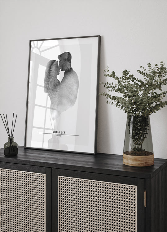 You & Me, romantic watercolor couple Plakat - Posterbox.dk