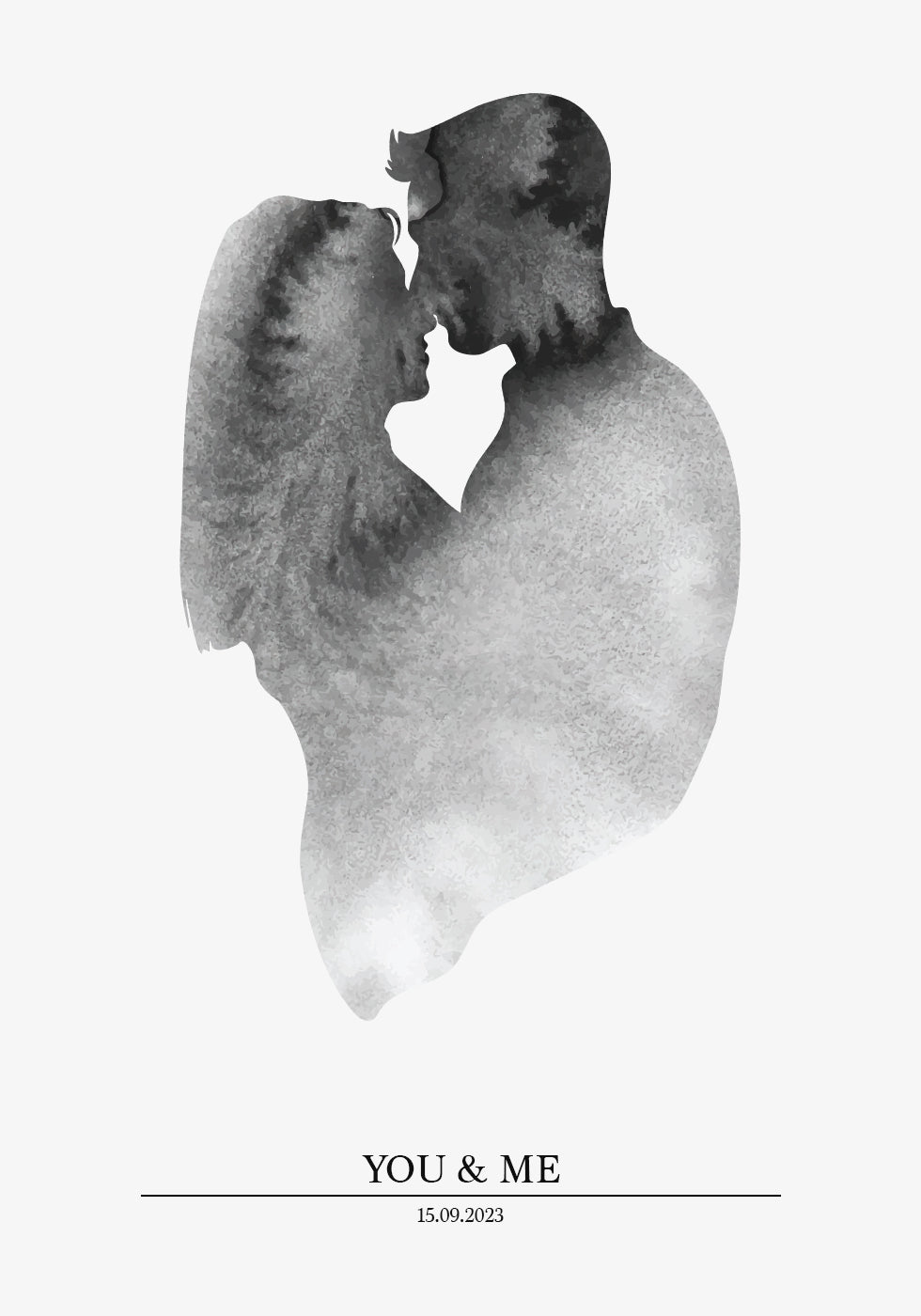 You & Me, romantic watercolor couple Plakat - Posterbox.dk
