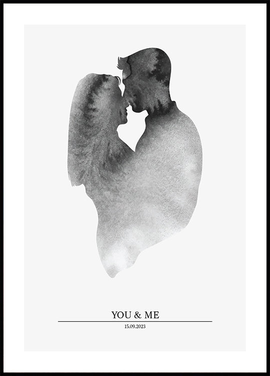 You & Me, romantic watercolor couple Plakat - Posterbox.dk