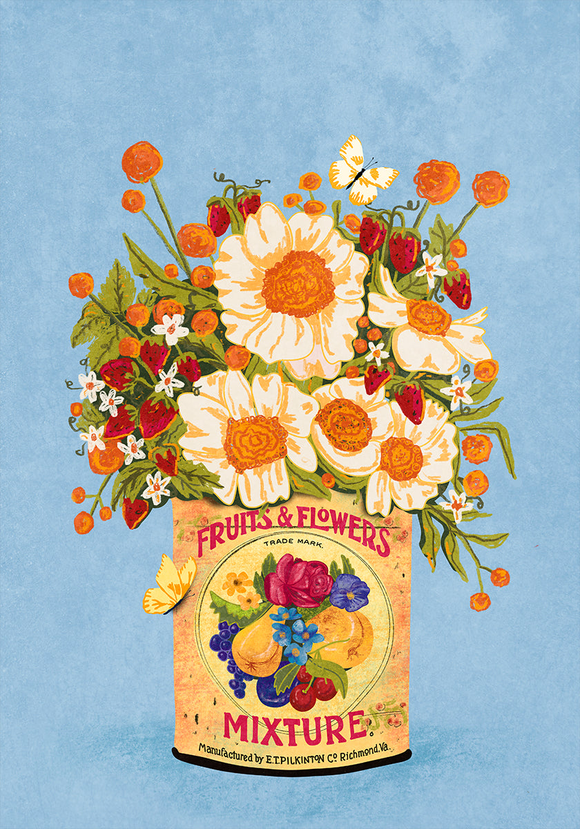 Flowers In a Vintage Tea Can - Posterbox