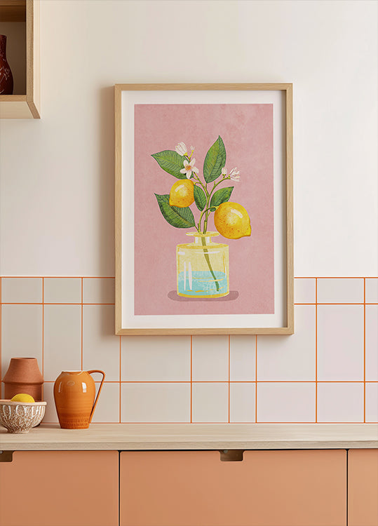 Lemon Bunch In Vase Plakat - Posterbox