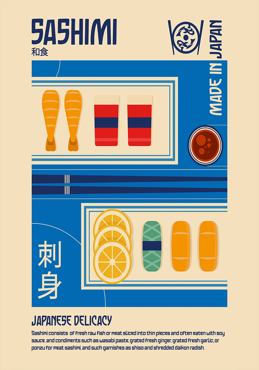 Sashimi Japanese Food Print Plakat - Posterbox
