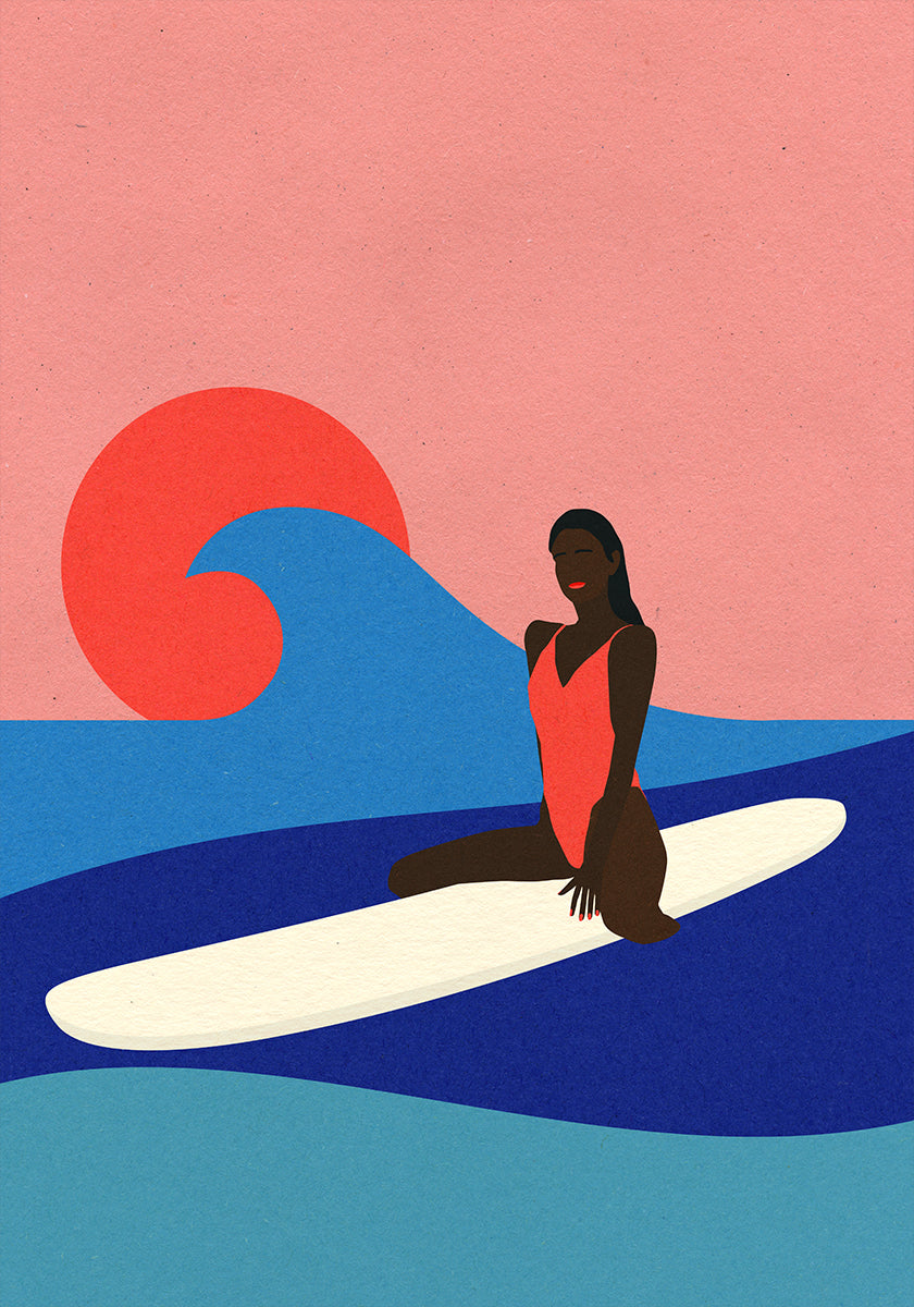 Girl On a Surfboard Plakat - Posterbox