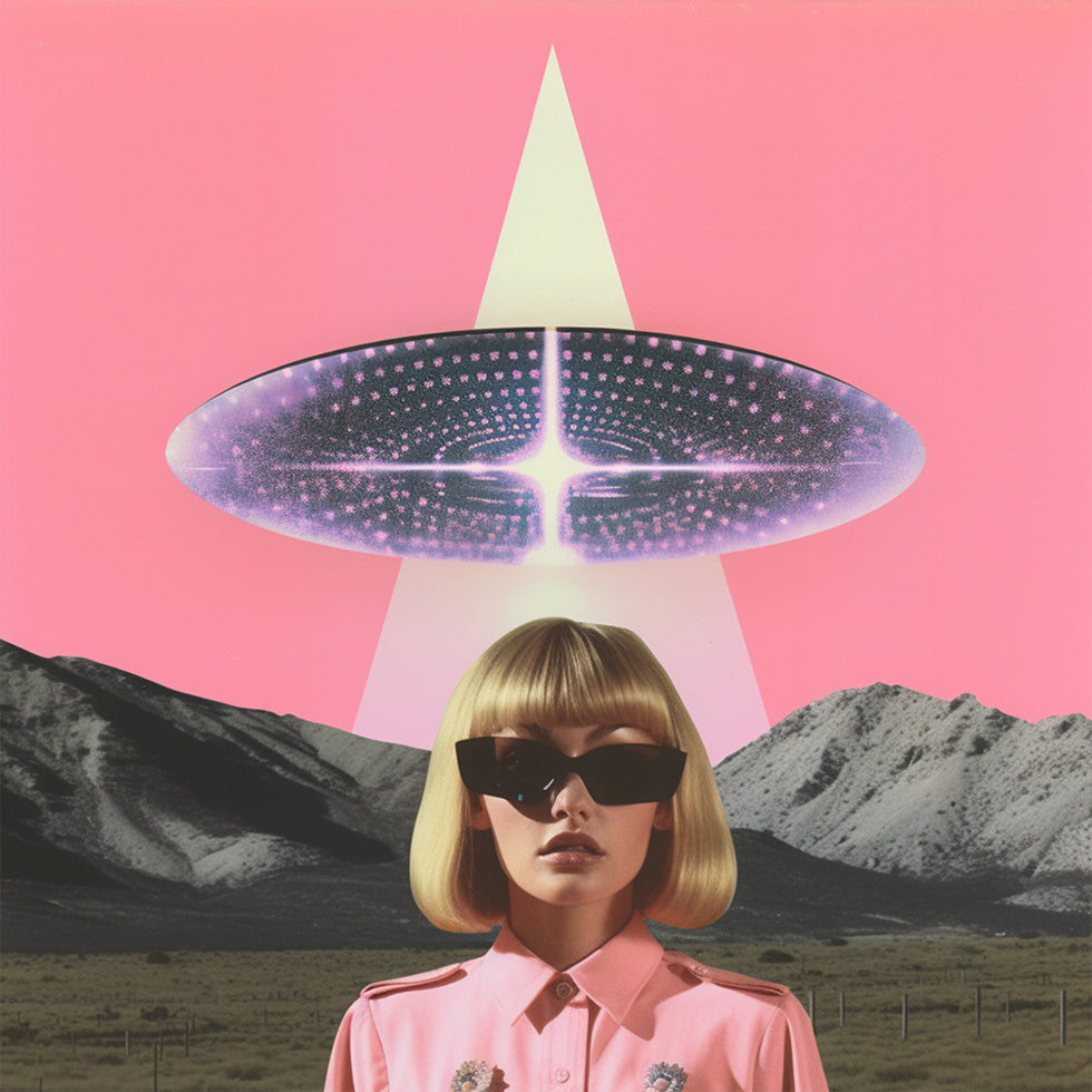 A Woman Standing Beneath a UFO Plakat - Posterbox