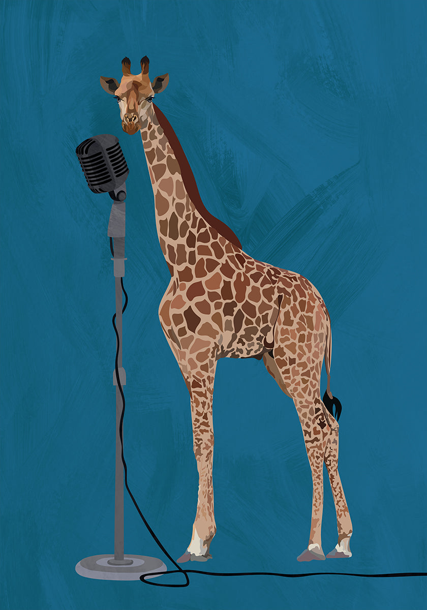 Giraffe Microphone Pink 2 01 Plakat - Posterbox