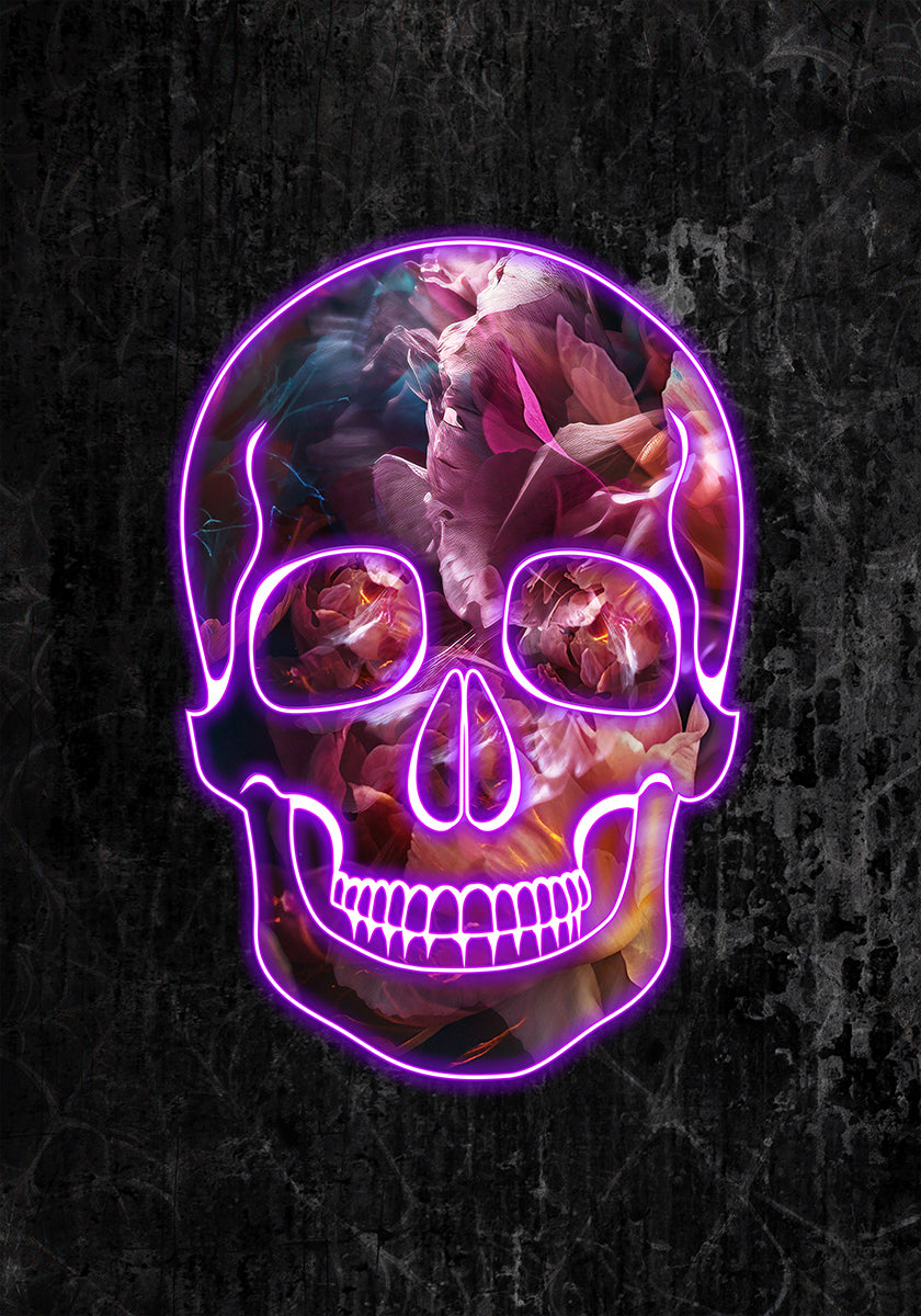 Neon Halloween Skull Plakat - Posterbox
