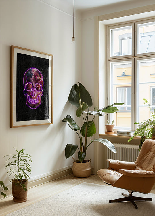 Neon Halloween Skull Plakat - Posterbox