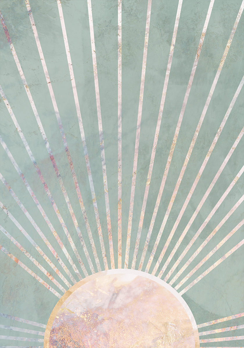 Sage Green Boho Sun Plakat - Posterbox