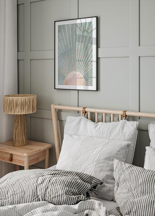 Sage Green Boho Sun Plakat - Posterbox