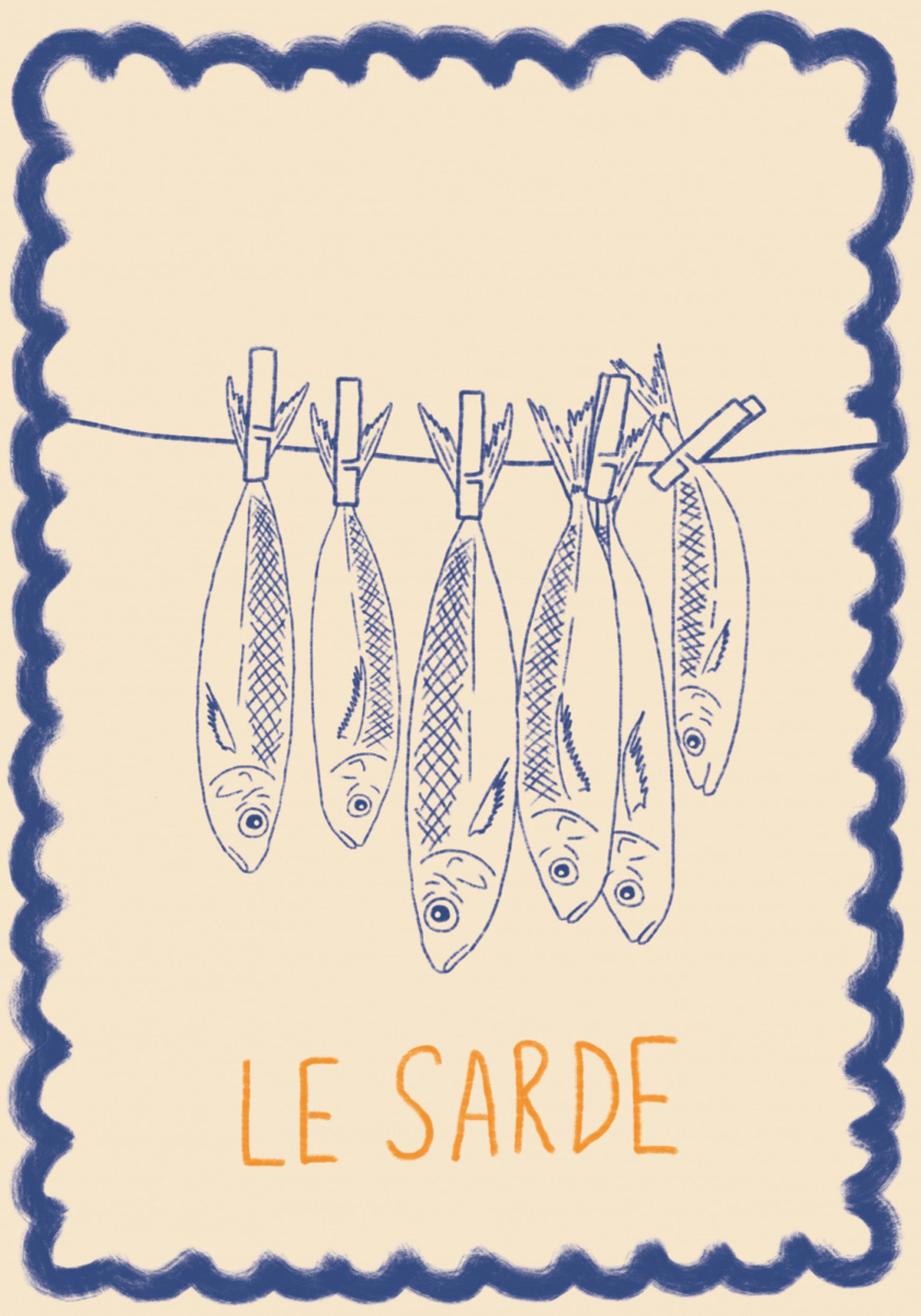 Rustic Sardines Illustration