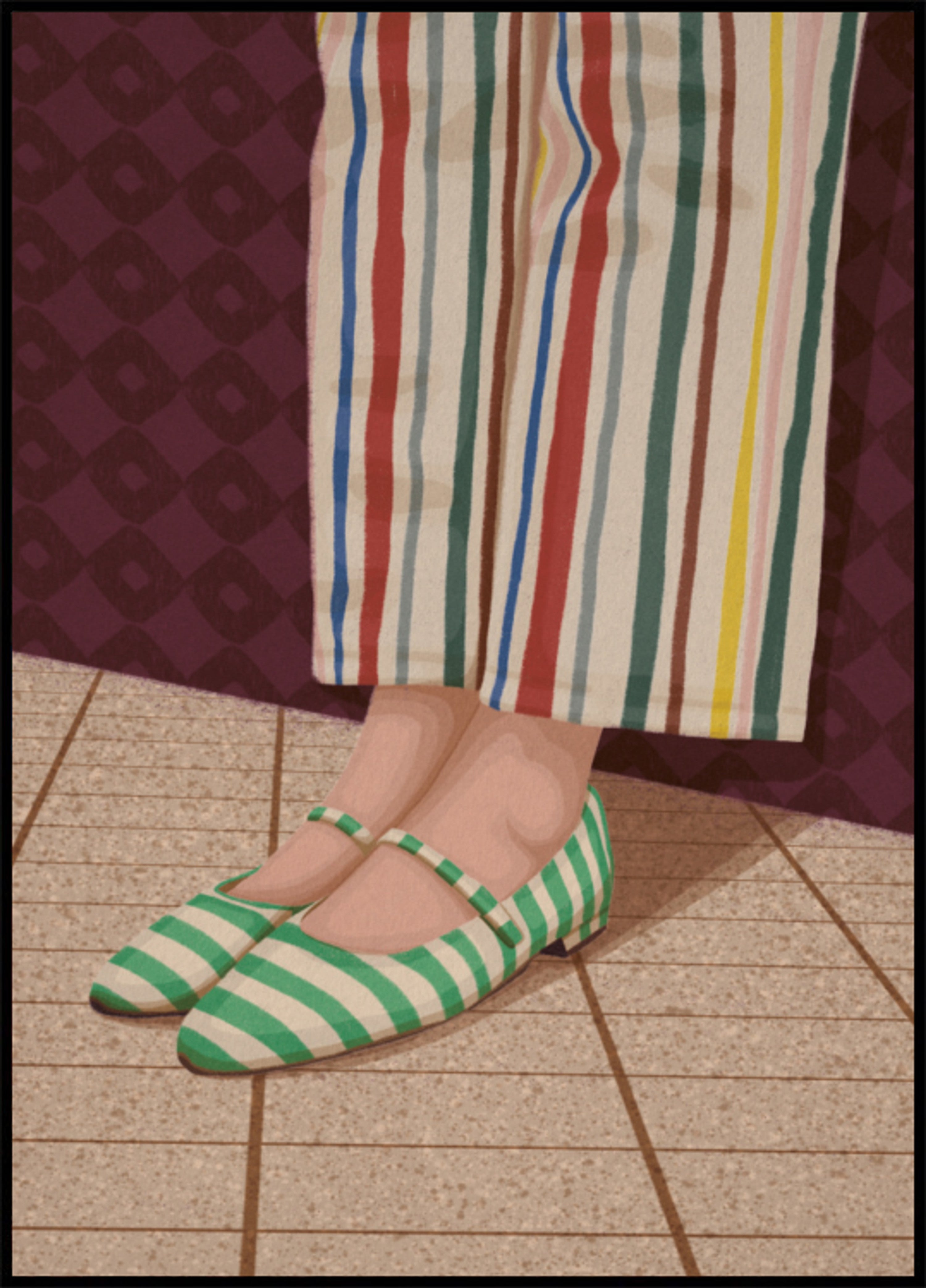 Colorful Striped Mary Janes