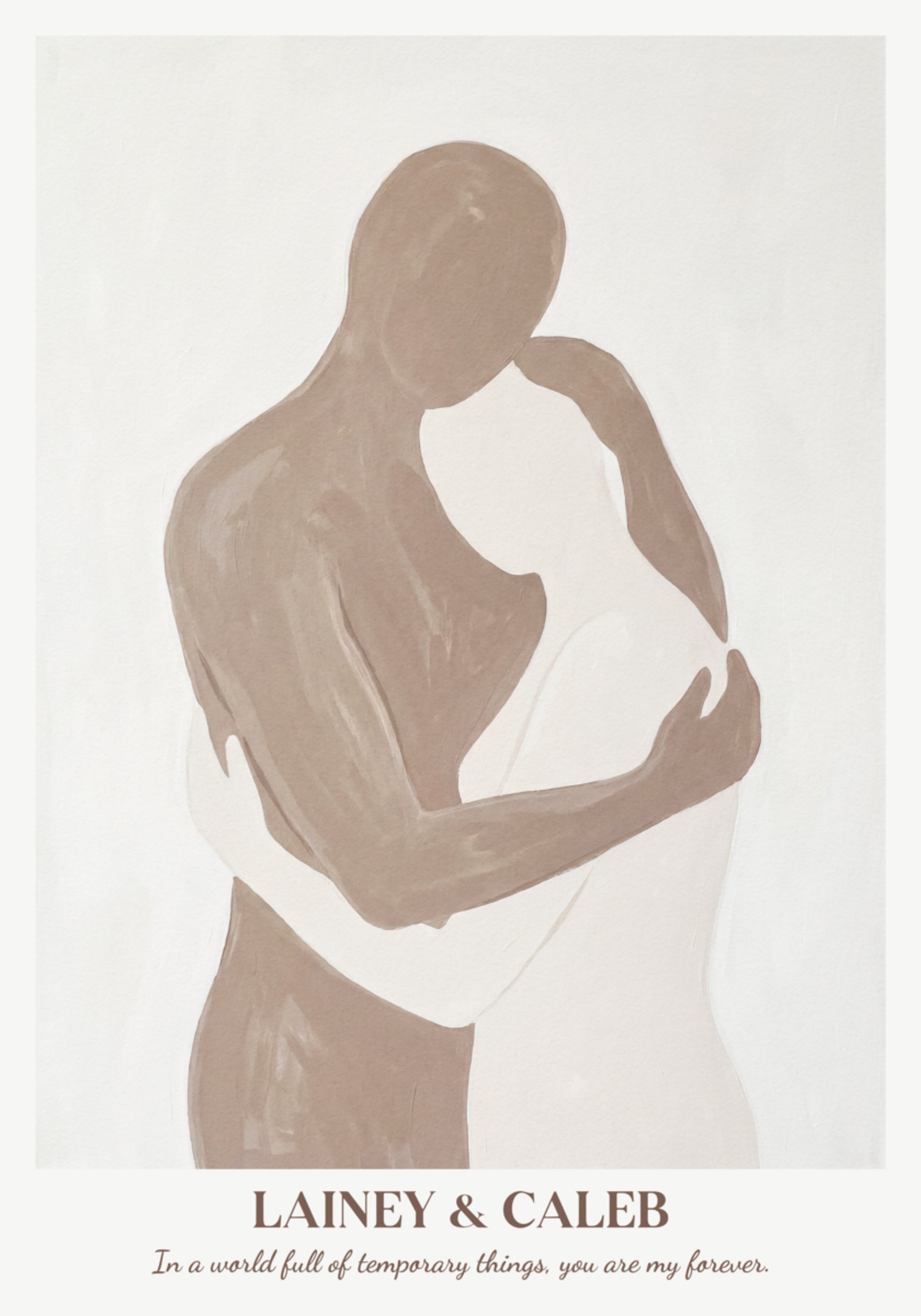 Minimalistisk couplesilhuet af to personer i omfavnelse