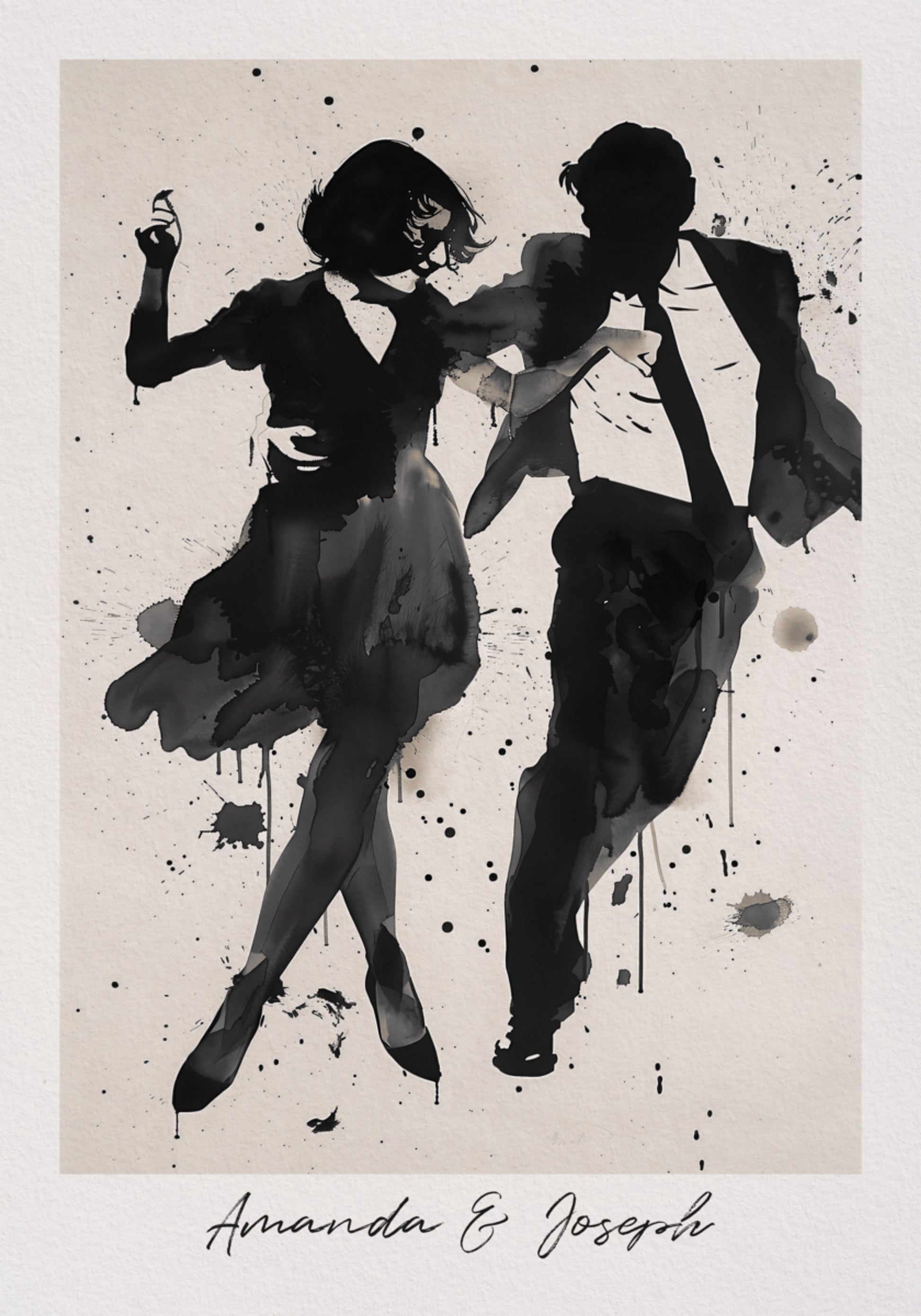 Silhuet af dansende par Ink Art