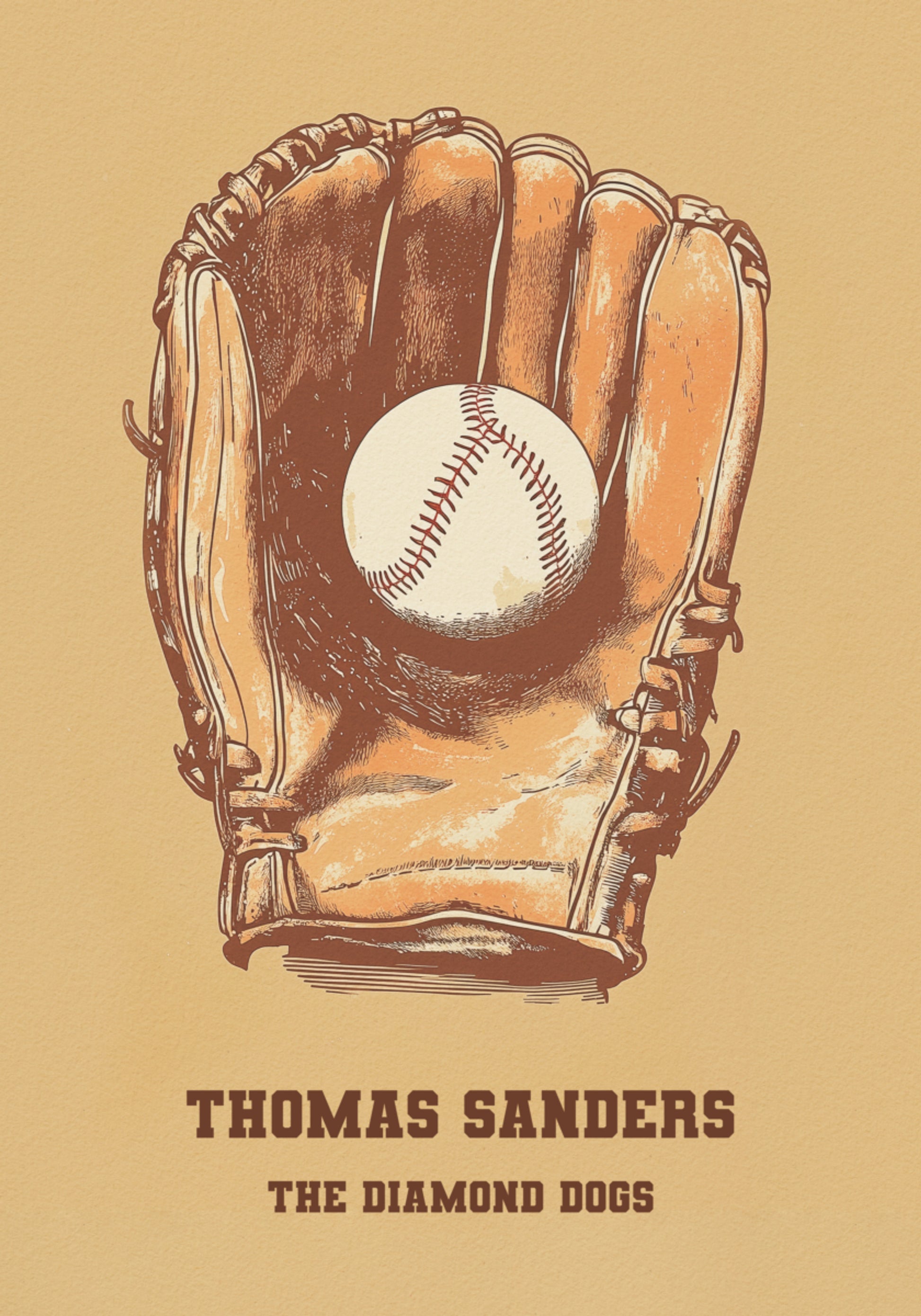 Vintage baseballhandske og bold plakat