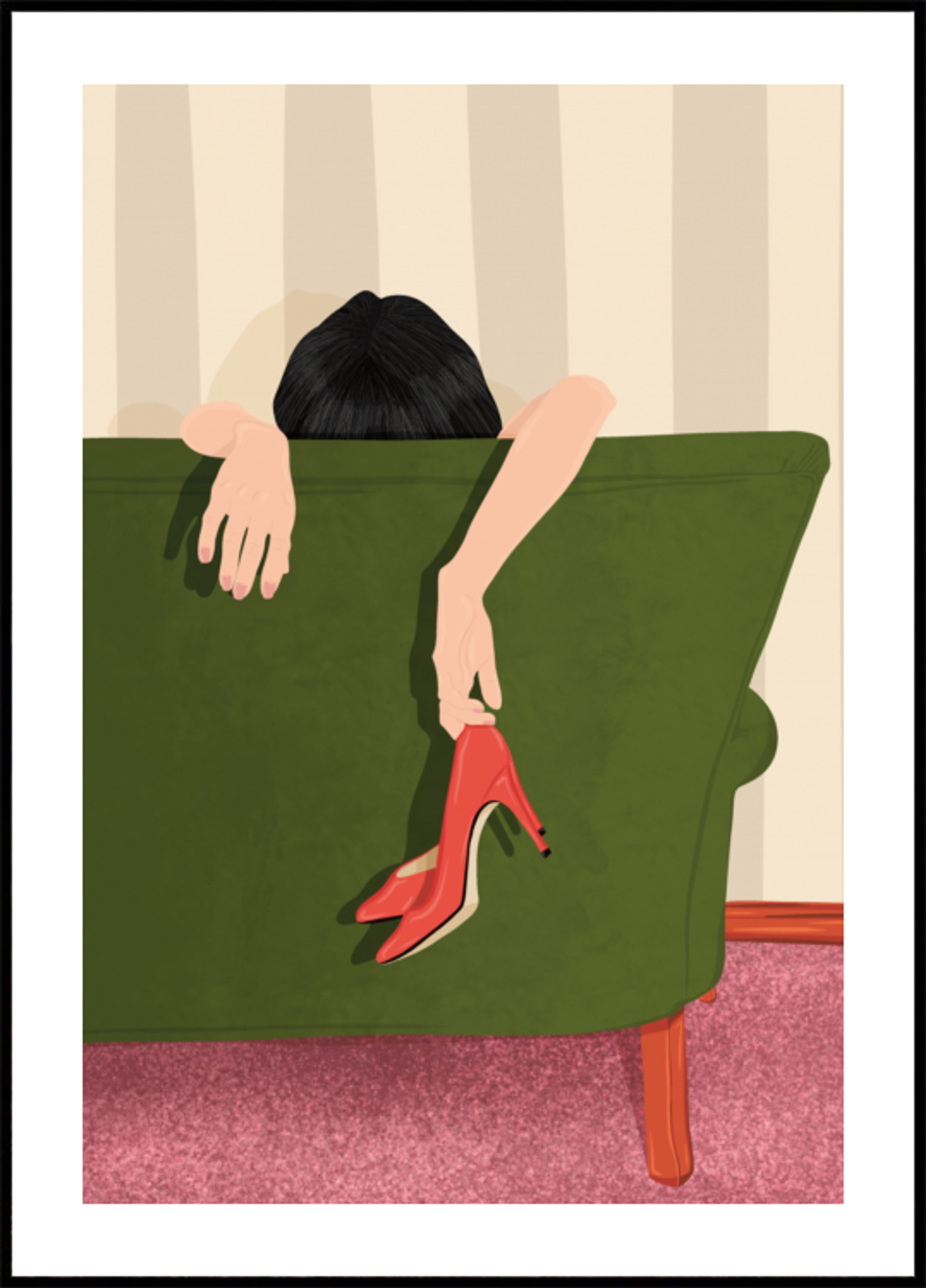 Woman Resting Red Heels