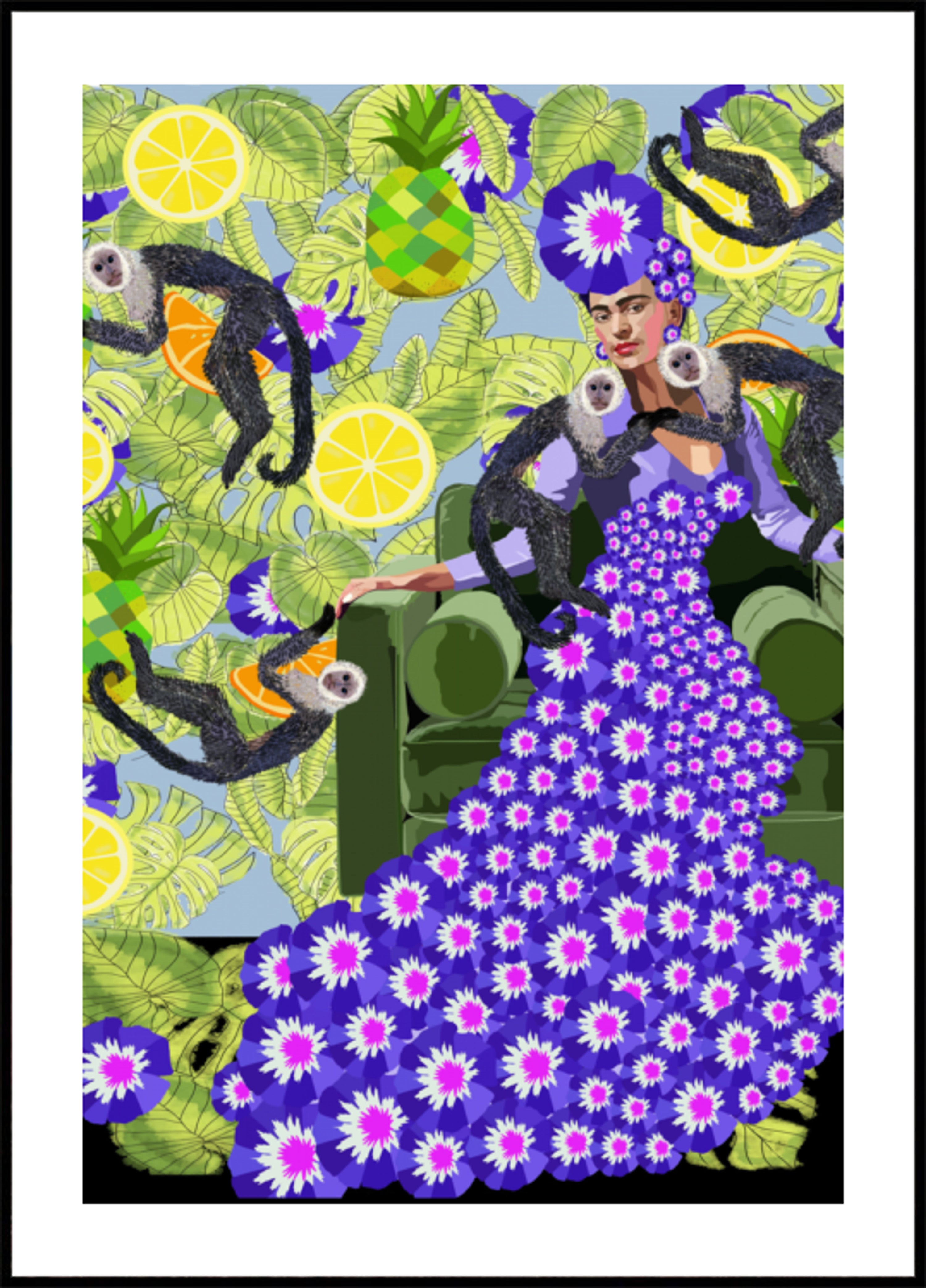 Tropical Woman with Monkeys