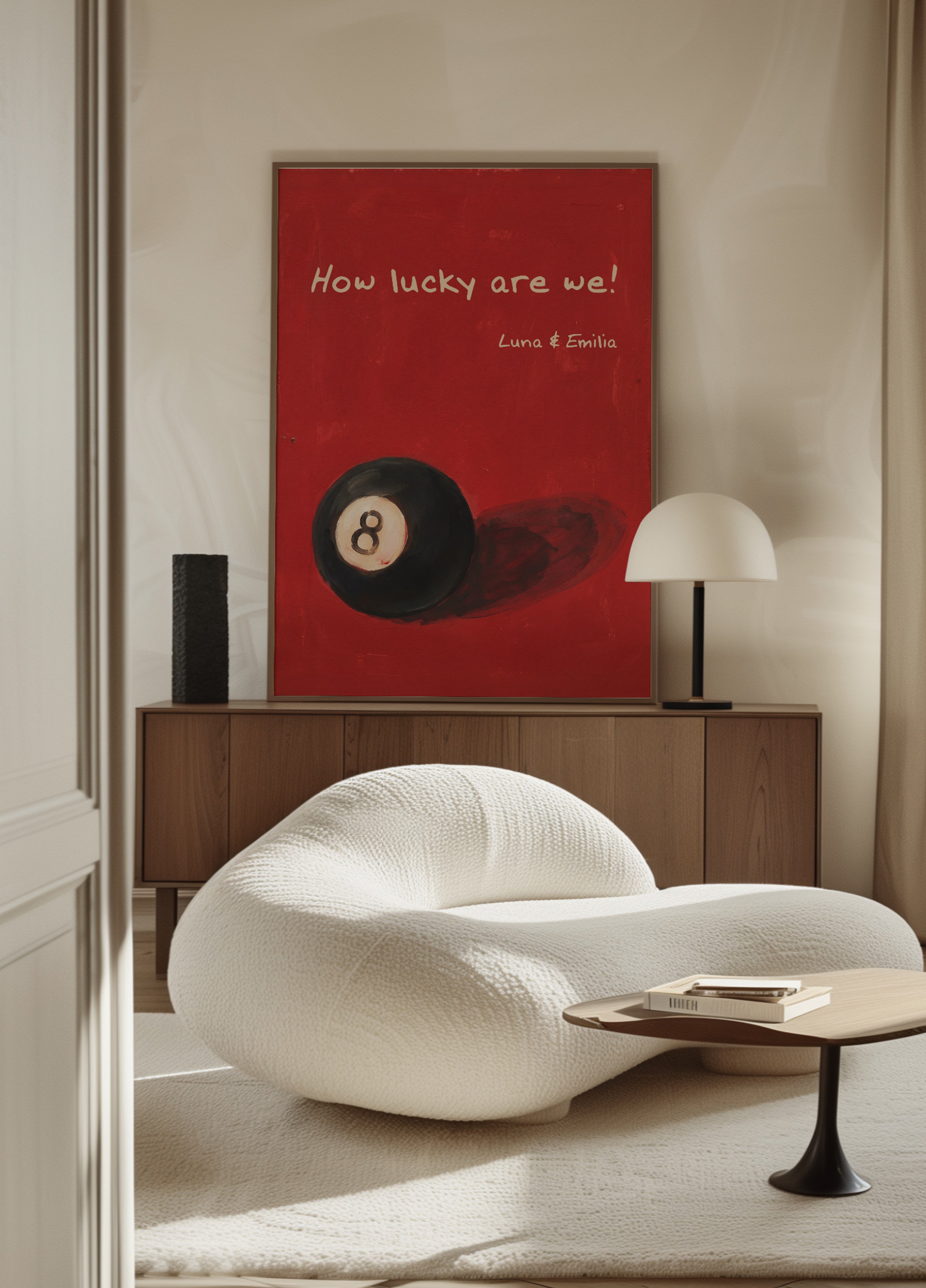 Vintage 8-Ball Plakat Hvor heldige er vi