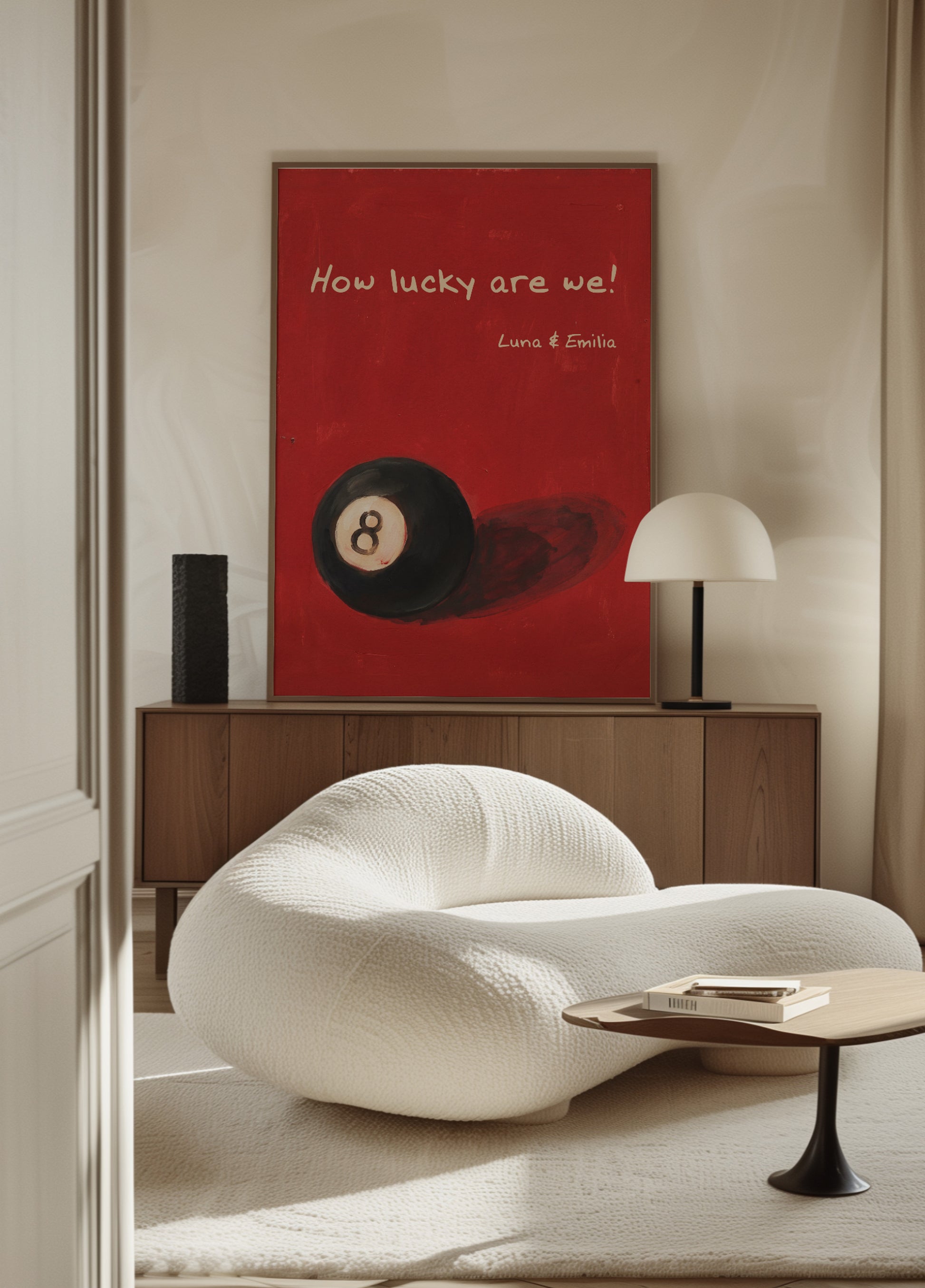 Vintage 8-Ball Plakat Hvor heldige er vi